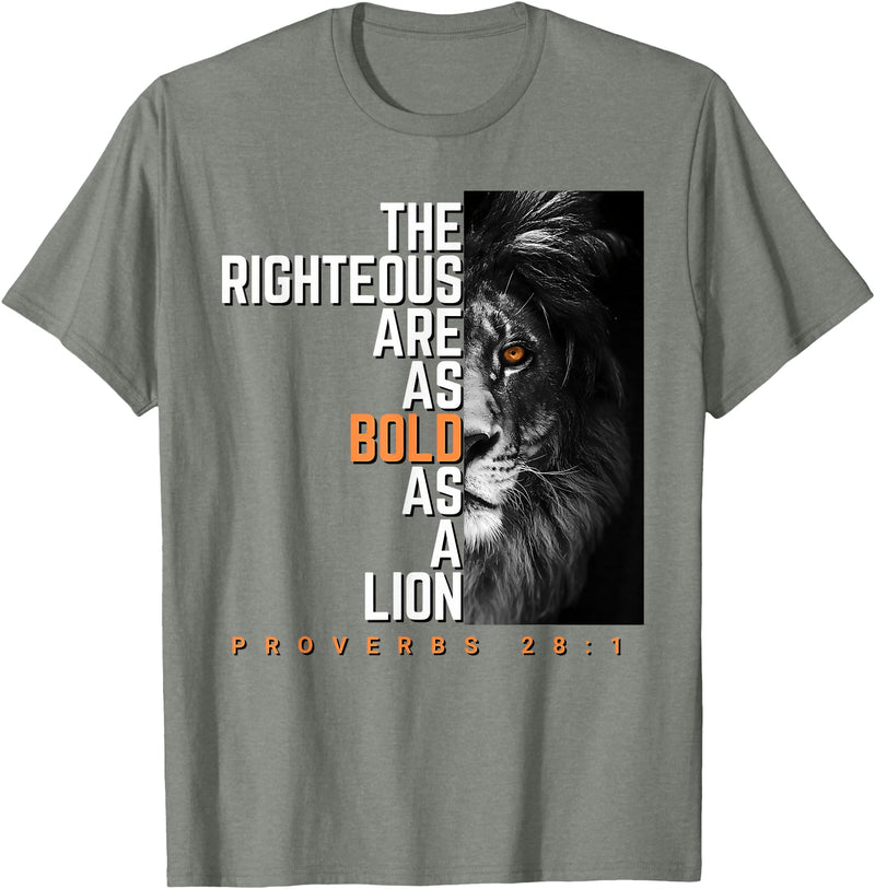 Funny The Righteous Are As Bold As A Lion Bible Verse T-Shirt - Olive Heather