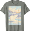 Polar Art Wildlife Nature Fan Club Ice Polar Bear Arctic Painting Wildlife Nature Lover Art Kids T-Shirt - Olive Heather