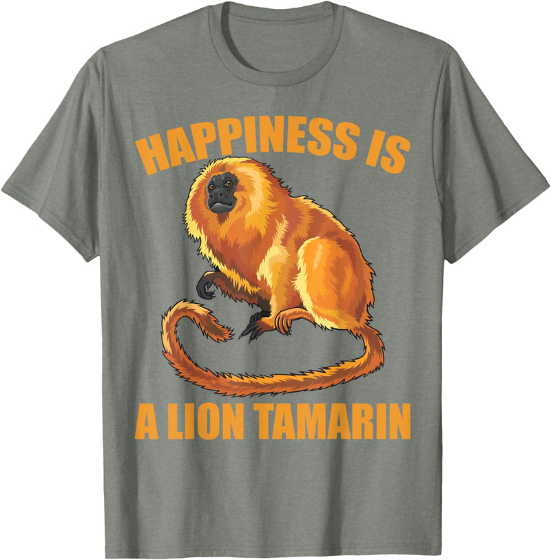 Happiness Is A Golden Lion Tamarin Tees Co. Glück ist ein Goldener Löwe Tamarin Monkeys Zoo Keeper T-Shirt - Olive Heather
