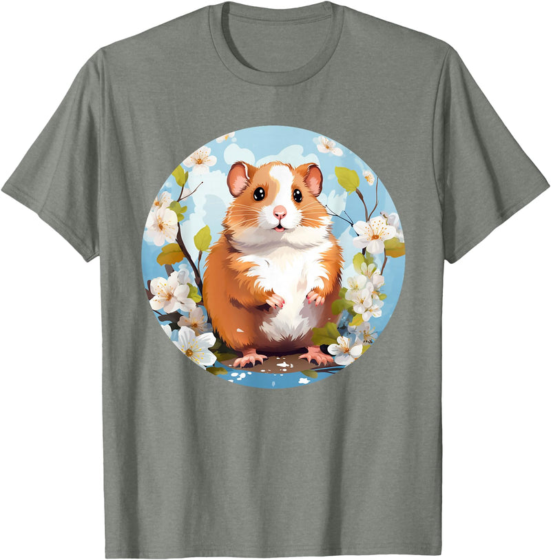 Cool Spring Flowers with Hamster for Season Lovers T-Shirt - Olive Heather