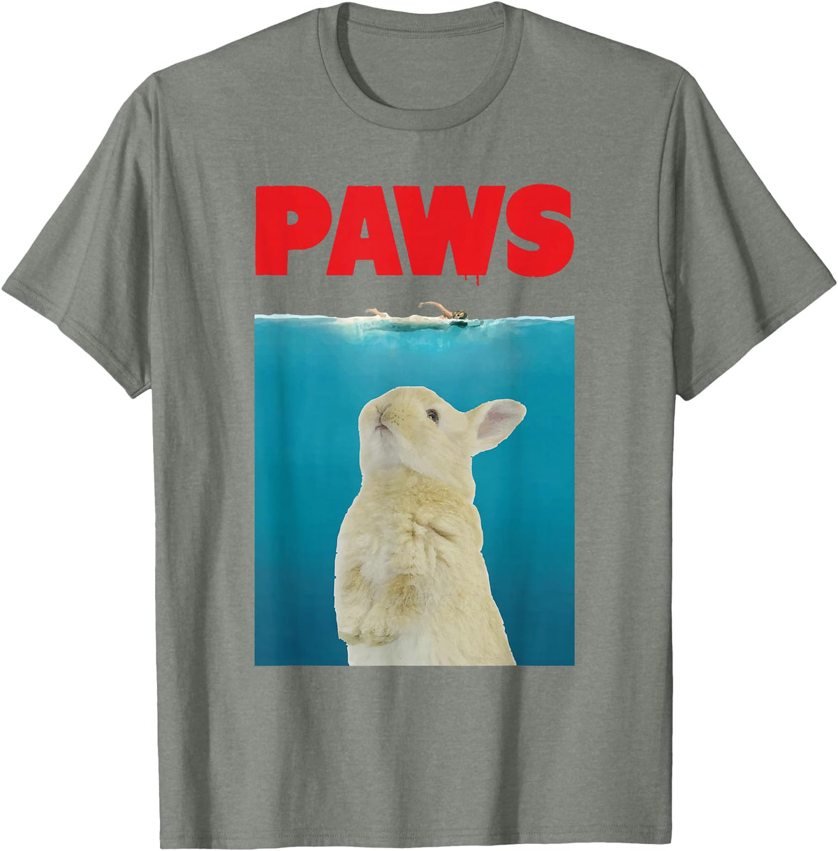 Paws Bunny Funny Parody Rabbit Lover Gifts T-Shirt in Olive Heather