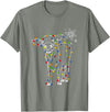 Cow Christmas Light Tree Cow Xmas Snow Lover T-Shirt - Olive Heather