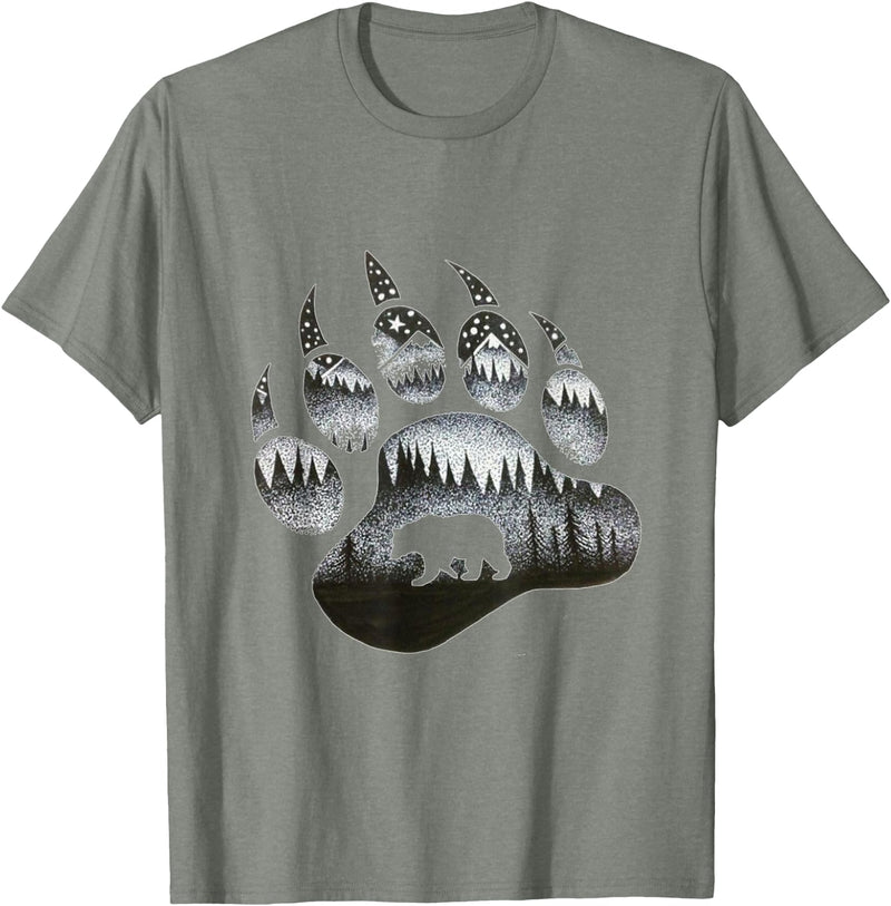 One Nature Designs Touching Ghost of the Spirit Bear Paw T Shirt T-Shirt - Olive Heather