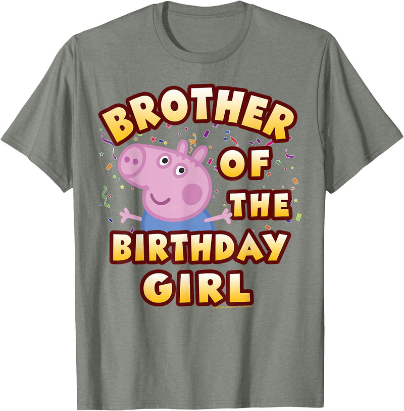 Peppa Pig Brother of The Happy Birthday Girl T-Shirt - Olive Heather