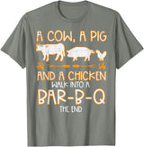 BBQ Barbecue Shirts Men Women Grilling Gifts Cow Pig Chicken Walk Bar B Q Bbq Barbecue Grilling Men Women T-Shirt - Olive Heather