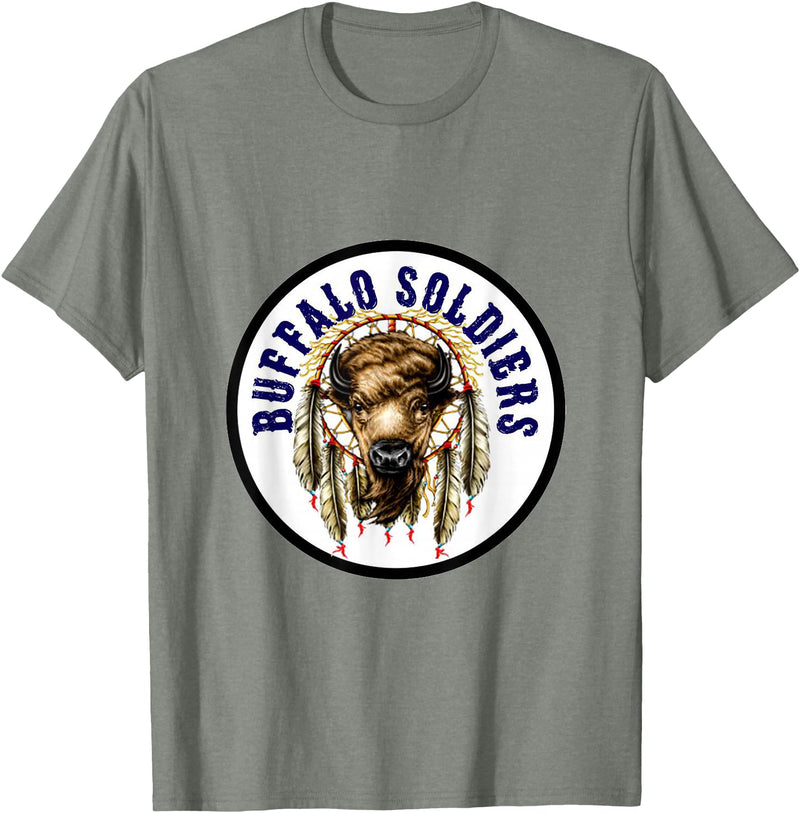 Mostly Art Stuff The Buffalo Soldiers of 1886 Dreamcatcher Art T-Shirt - Olive Heather