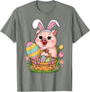Happy Easter Pig Animal Happy Easter Women Girls Kids Easter Egg Basket Easter Pig T-Shirt - Olive Heather