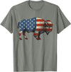 Bison American Buffalo Gifts & Apparel Stuff Bison USA American Flag Patriotic United States T-Shirt - Olive Heather