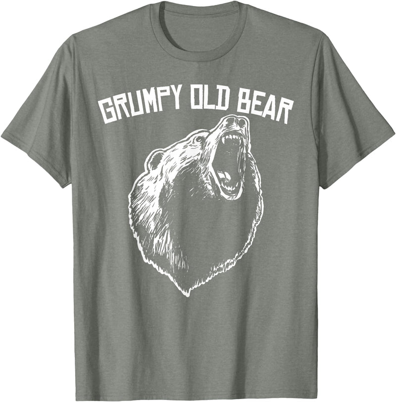 Miftees Grumpy Old Man Club Grumpy Old Bear T-Shirt - Olive Heather
