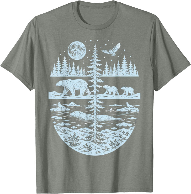 Polar Bear Arctic Tundra Wildlife Nature Lover Polar Bear Arctic Wilderness Nature Scene Wildlife Lover T-Shirt - Olive Heather