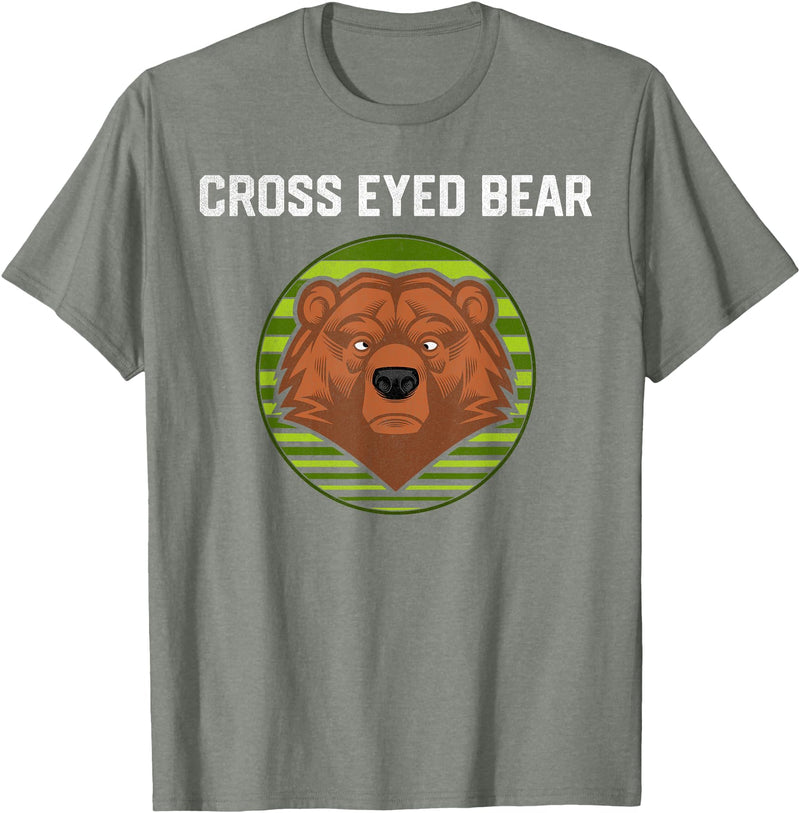 Moose Bronco Funny Cross Eyed Bear Animal Graphic T-Shirt - Olive Heather