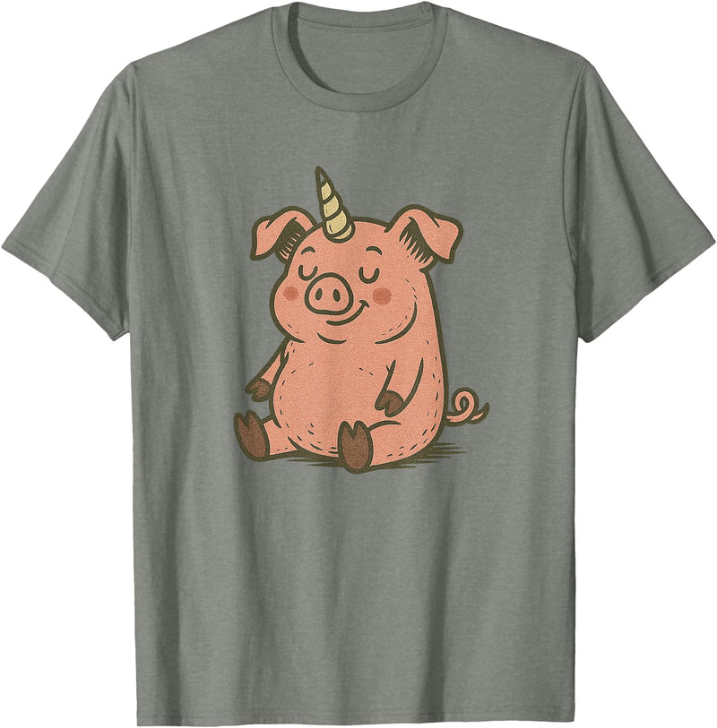 Funny Pig Outfit Unicorn Pig Costume for Funny Pigs and Unicorns Lovers T-Shirt - Olive Heather