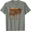 Bauernhof-Tiere von CSForest Aubrac Cow and Aubrac Calf Cattle Farm Animals T-Shirt - Olive Heather