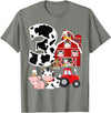 3 Birthday Farm 3 Years Old 3rd Bday Party Supply Farm Barnyard Theme Pig Cow Horse 3rd Birthday 3 Yrs Old T-Shirt - Olive Heather