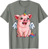 Piggy Squad Co Pig Unicorn Piggycorn Lover Funny Girls Women Farm Rainbow T-Shirt - Olive Heather