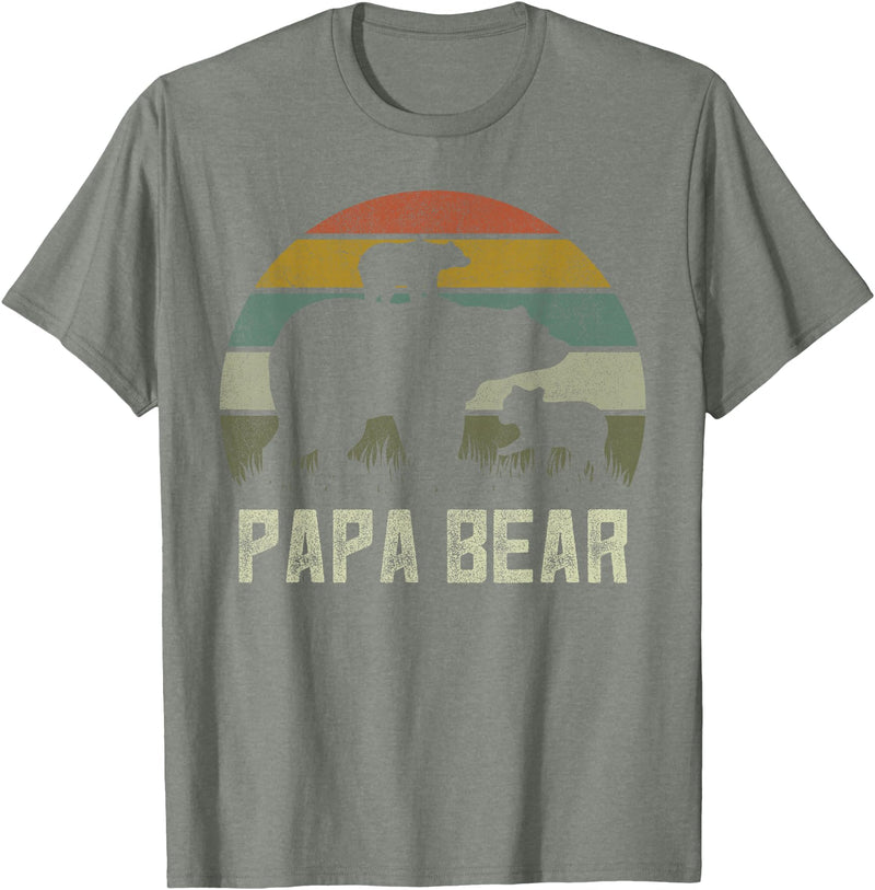 Bear Cubs Family Matching Gifts & Shirts Clothing Funny Papa Bear Shirts, Cub 2 Kids Fathers Day Grandpa T-Shirt - Olive Heather