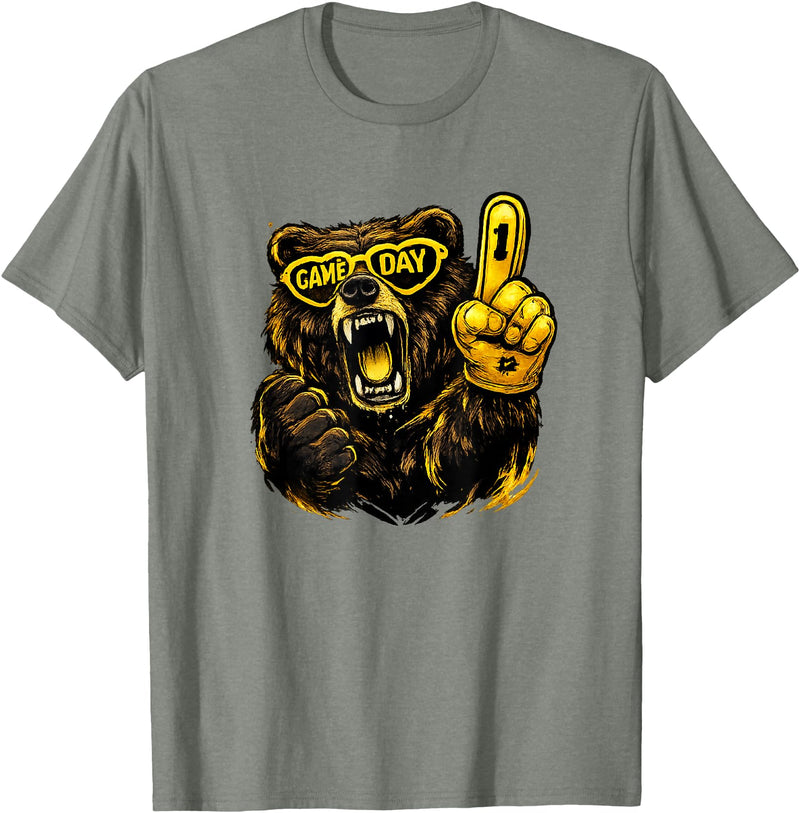 Cool Hockey Lion Game Day Sports Gift Funny Hockey Bear Game Day Vintage Shirt for Fans T-Shirt - Olive Heather