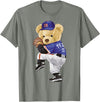BERSLL Cute Teddy Bear Baseball Jug Sweatshirt T-Shirt - Olive Heather