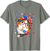 Rodent 4th Of July Costume Guinea Pig Sunglasses US Flag Bow Tie Fireworks 4th July T-Shirt - Olive Heather