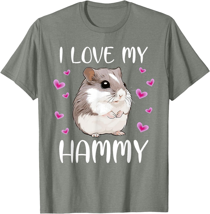 I Love My Hammy Cute Chinese Dwarf Hamster Pet Owner Graphic T-Shirt - Olive Heather