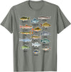 NABZR Angeln Geschenke & T-Shirts Types of Freshwater Fish Fishing T-Shirt - Olive Heather