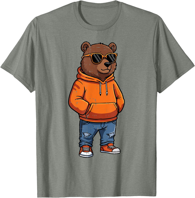 Bear Shirts For Men Women Kids Gifts Cool Bear Sunglasses Men Women Kids Boys Girls Youth Teen T-Shirt - Olive Heather