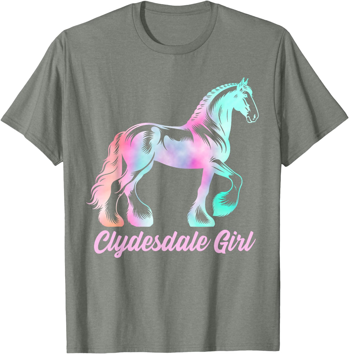 Clydesdale Horse by AKH Clydesdale Horse Girl, Womens Equestrian Clydesdale Horse T-Shirt - Olive Heather