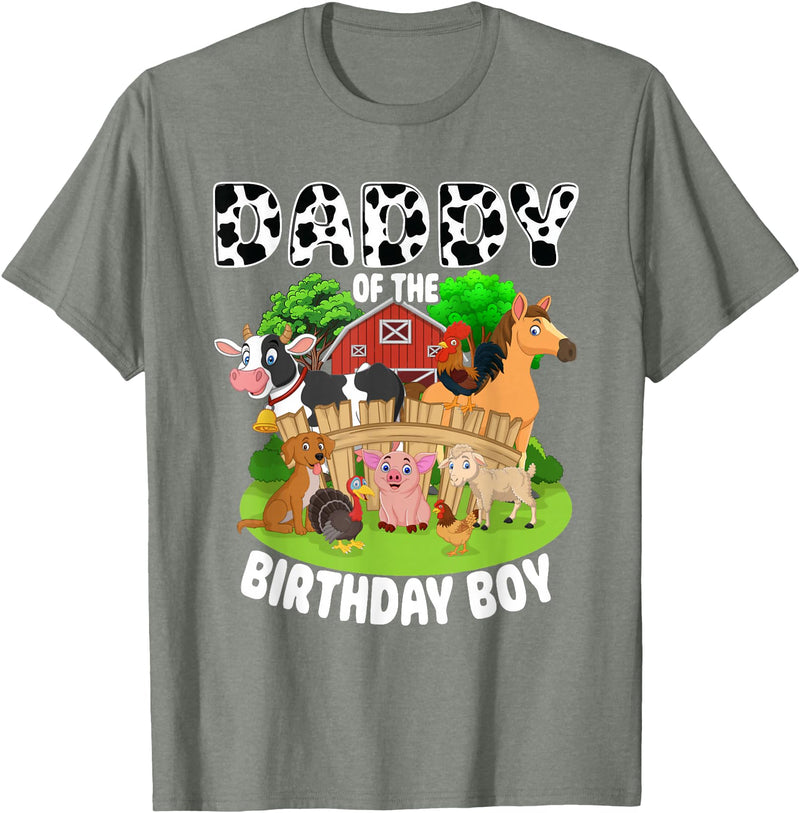 Matching Farm Theme Birthday Shirts By PDQA Daddy of The Bday Boy Farm Animals Matching Farm Theme T-Shirt - Olive Heather