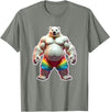Jay Moe Design "I Love Bears" Fun Gay Pride Vintage Rainbow T-Shirt - Olive Heather