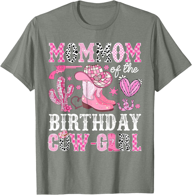 Pink Western Cowgirl Bday Party Family Matching Mommom Of The Birthday Cow-Girl Rodeo Cowgirl Bday T-Shirt - Olive Heather