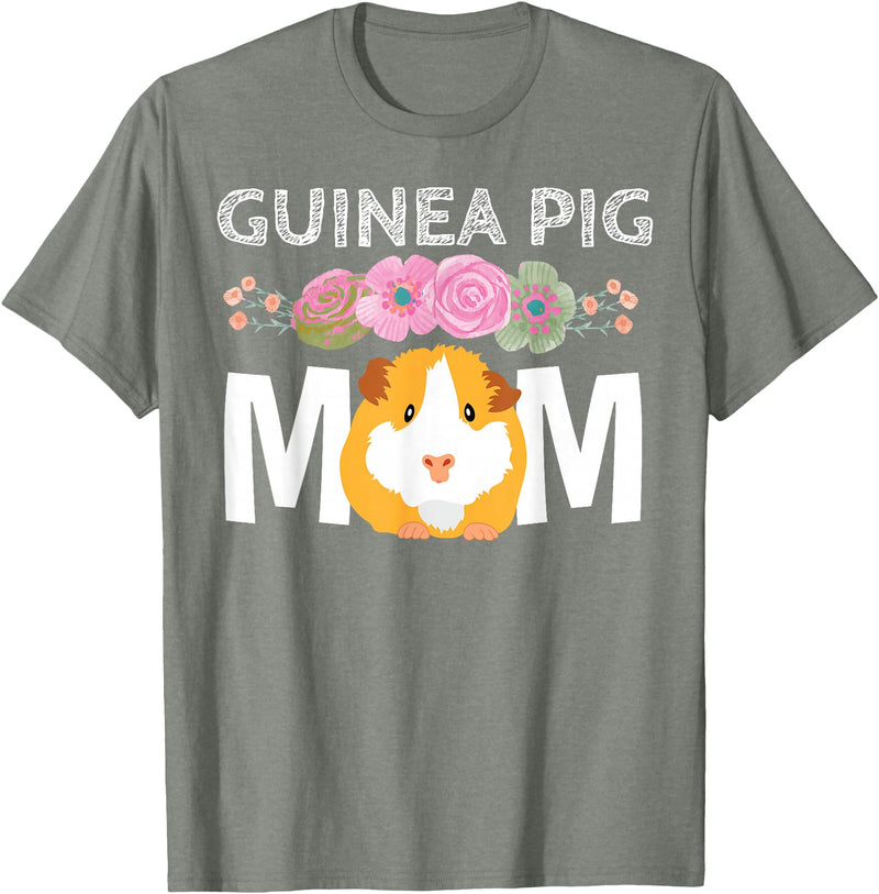Cute Cavy Mama Breeder Fancier Piggie Accessories Guinea Pig Mom Stuff Floral Cavy Lover T-Shirt - Olive Heather