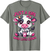 Cute Cow Lover Cow Just A Girl Who Loves Cows T-Shirt - Olive Heather