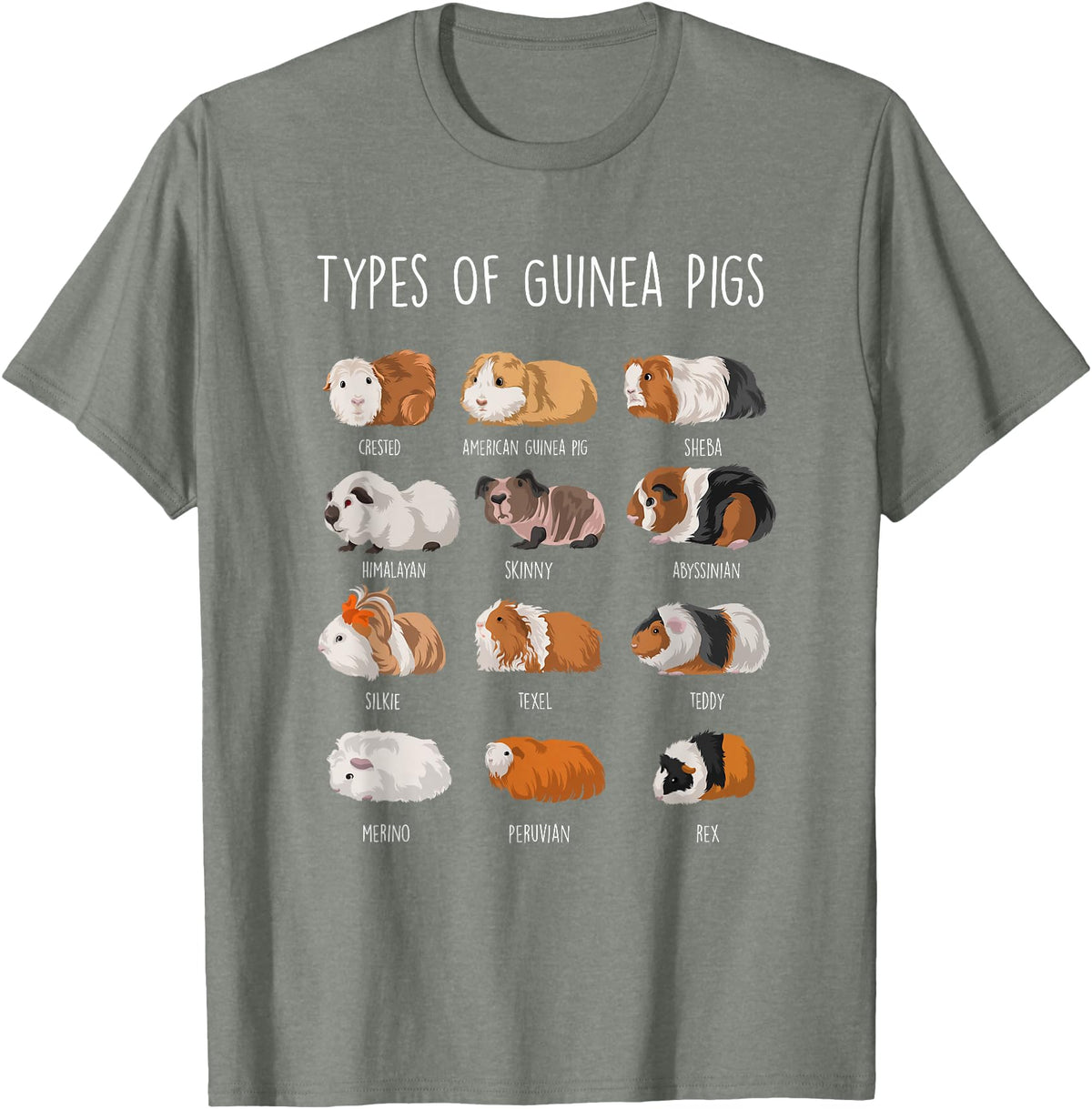 Funny Guinea Pig Sayings Design Shop Guinea Pig Types Of Guinea Pigs T-Shirt - Olive Heather