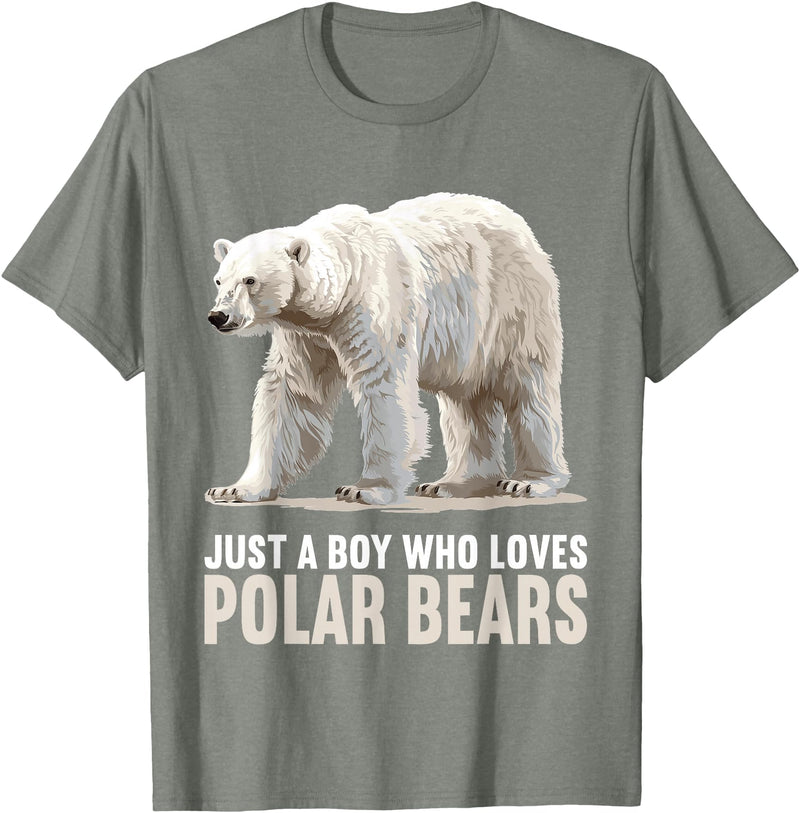 Polar Bears Polar Bear Lovers Shop Just a Boy who loves Polar Bears Polar Bear T-Shirt - Olive Heather