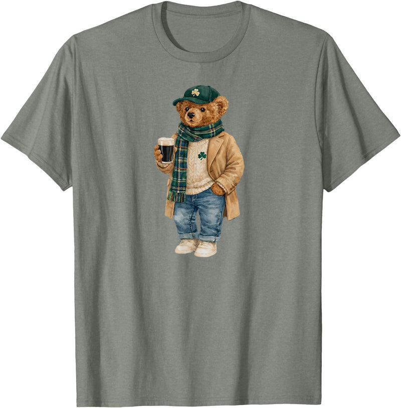 Lucky Teddy Bear St Patricks Day Irish t -shir t Lucky Teddy Bear St Patricks Day Irish T-Shirt - Olive Heather