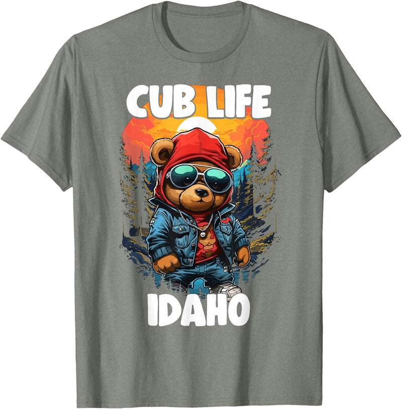 Funny Bear Aesthetic Merch Nature Artwork Idaho Grizzly Brown Bear Cub Tshirt For Kids Women T-Shirt - Olive Heather