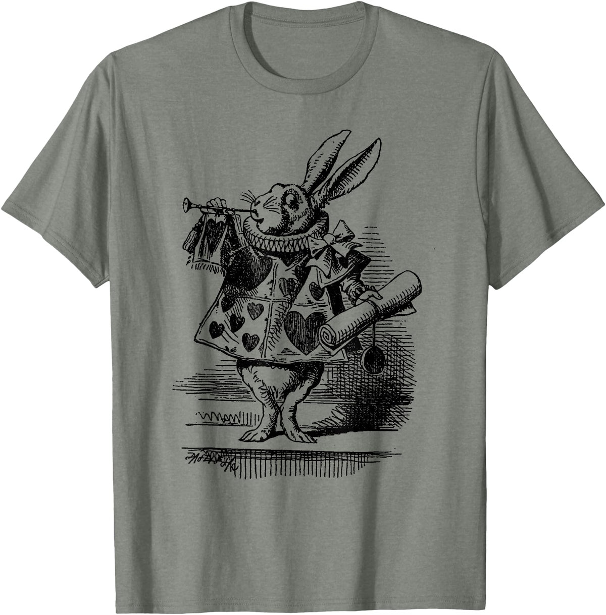Cute Rabbit Lover Bunny Graphic T-Shirt (Slate Grey) in Olive Heather