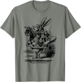 Cute Rabbit Lover Bunny Graphic T-Shirt (Slate Grey) in Olive Heather