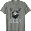 Bear With Antlers Drinker Party Deer Beer Beer Bear Deer Grizzly Bear With Antlers Beer T-Shirt - Olive Heather