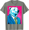 Pop Art Graphic Designs Co. Pop Art Polar Bear in Business Suit T-Shirt - Olive Heather