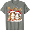 Funny Xmas Guinea Pig Lover Christmas Christmas Guinea Pig Reindeer Xmas T-Shirt - Olive Heather