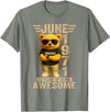 June 1971 55th Birthday Gifts for Men Women 55 Year Old June 1971 Teddy Bear 55th Birthday Men Women T-Shirt - Olive Heather