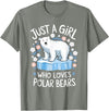 Polar Bear Love Designs Clothing & Co. Just A Girl Who Loves Polar Bears Cute Bear Lover Animal T-Shirt - Olive Heather