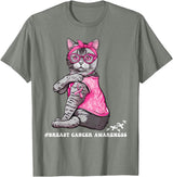 Nad-In October We Wear Pink Funny Cat Pink Ribbon In October We Wear Pink Breast Cancer T-Shirt