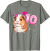 Birthday Girl by Content Design Studio 10th Birthday Girl 10 Years, Guinea Pig and Big Number 10 T-Shirt - Olive Heather