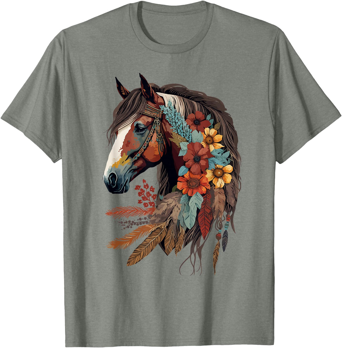 Just a girl who loves horses Co. Equestrian Horse Girl Western CowGirl Horseback Riding Theme T-Shirt - Olive Heather