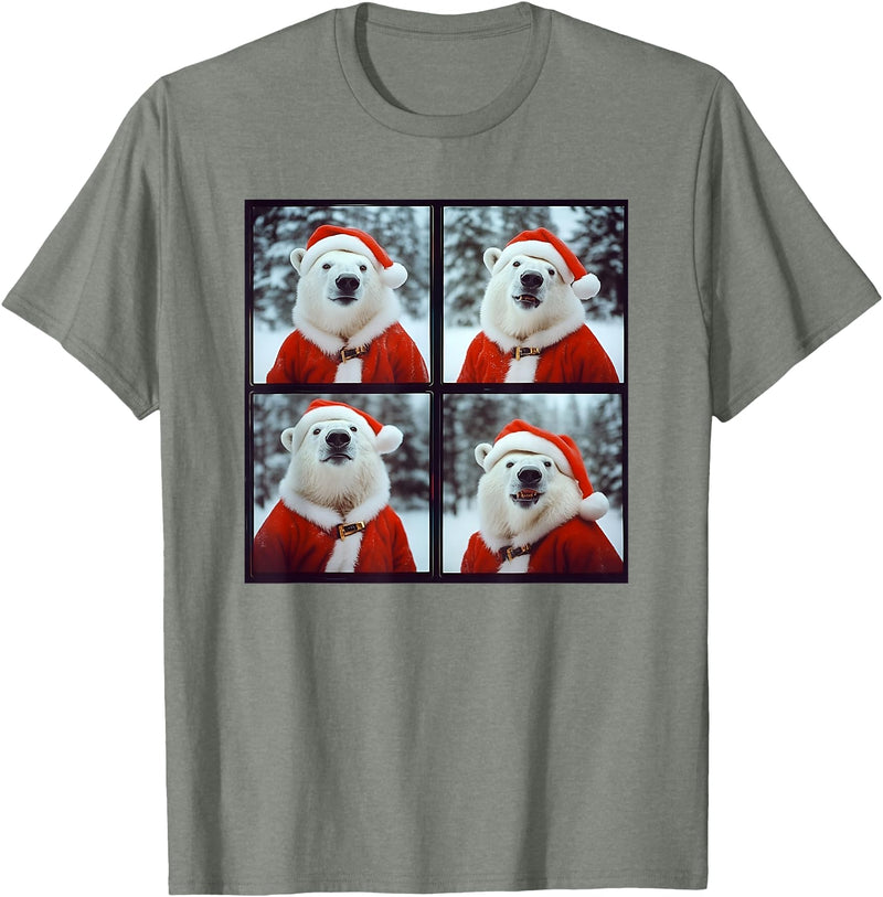 Polar Bears Lover Xmas Photo Booth Men Women Kids Polar Bear Wearing Santa Outfit Winter Christmas T-Shirt - Olive Heather