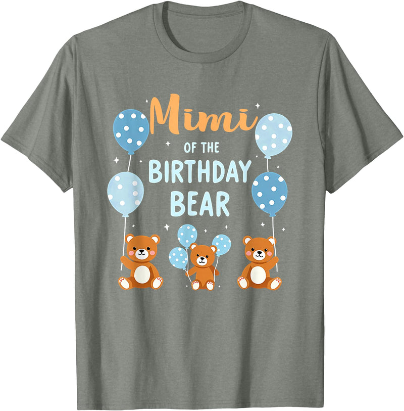Balloons Birthday Party Matching Family Tee Birthday Bear Grandma Mimi Of The Birthday Boy T-Shirt - Olive Heather