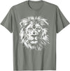 Älion. lion. Kids Unisex Black Lion Graphic Modern V-Neck T-Shirt - Olive Heather