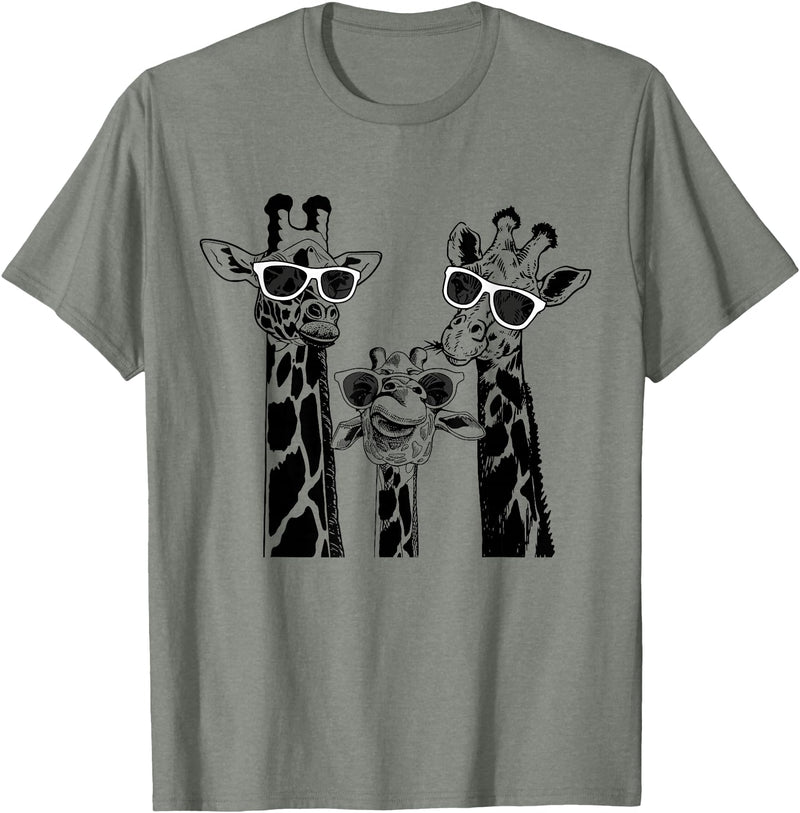 Cool Giraffe Summer Vacation Giraffe Family Matching Summer Sunglasses Vacation Safari T-Shirt - Olive Heather